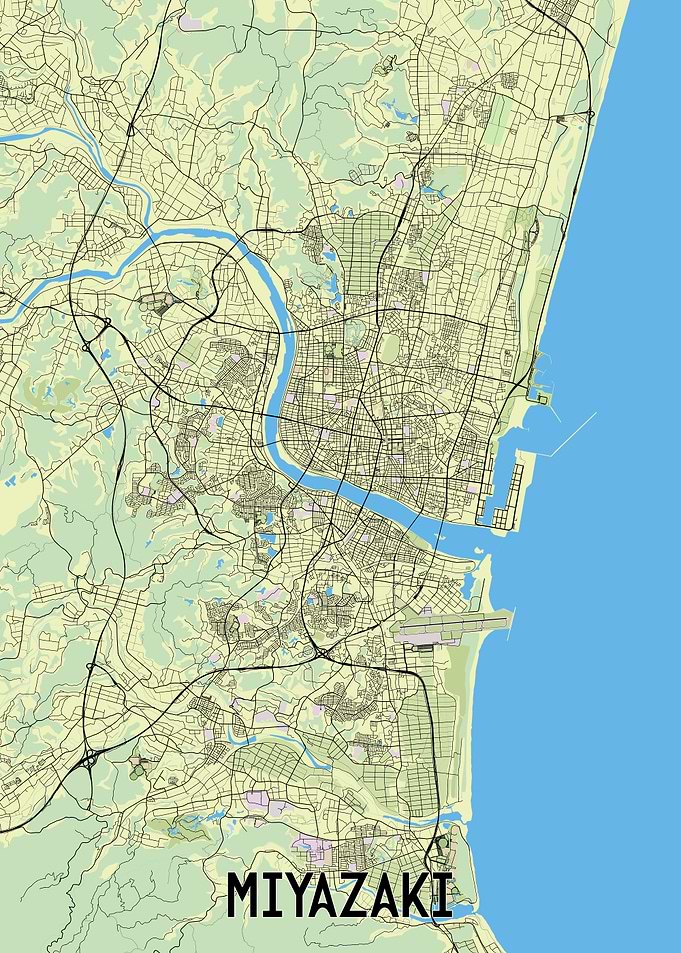 Miyazaki City Map