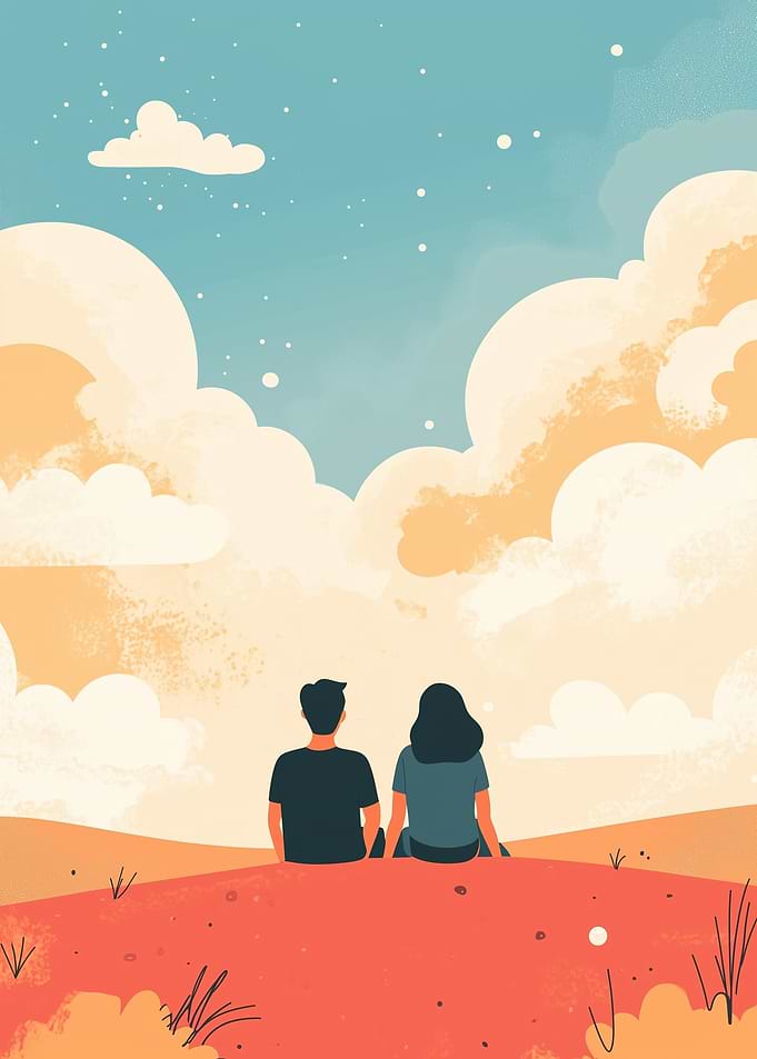 Couple Silhouettes Under Sky