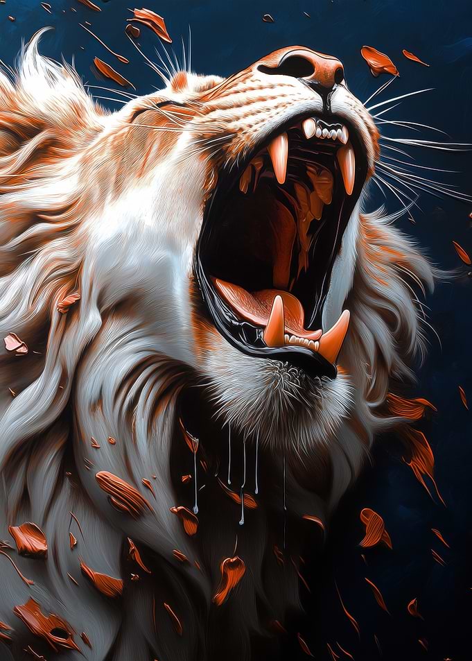 Roaring Lion with Paint Splatter