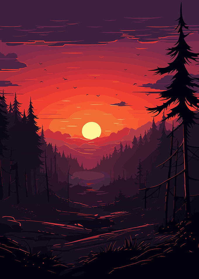 Sunset Forest Landscape