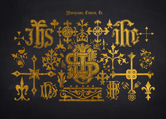 Gold Monogram & Crosses