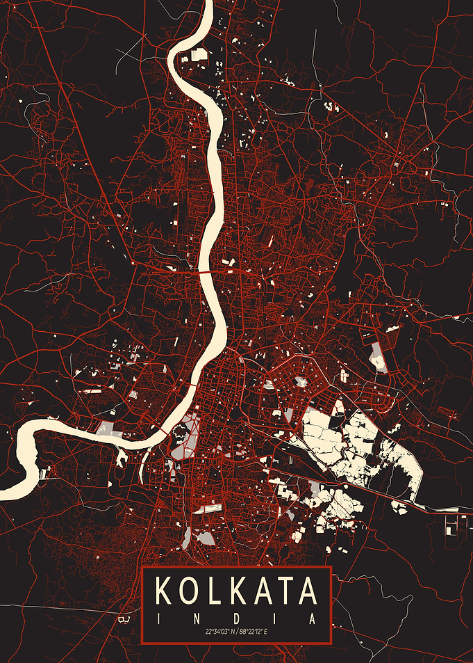 Kolkata City Map India Vector