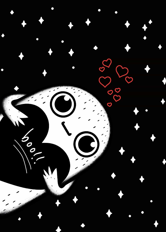 Cute valentine's Ghost with Hearts