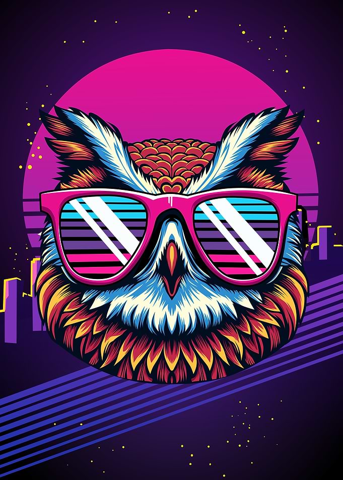 Retro Owl with Sunglasses