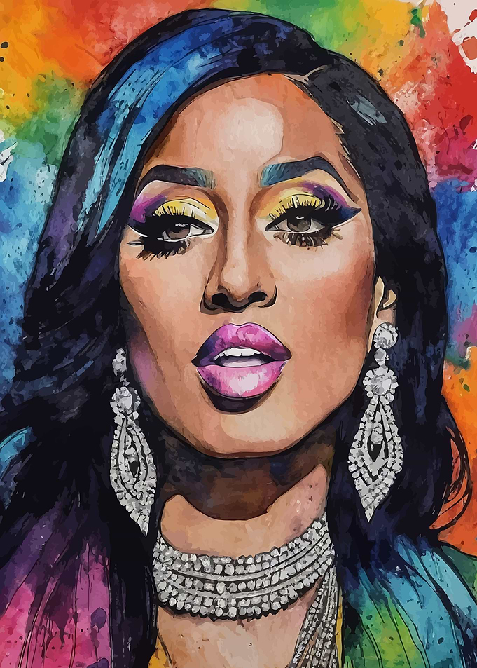 Cardi B Watercolor Portrait