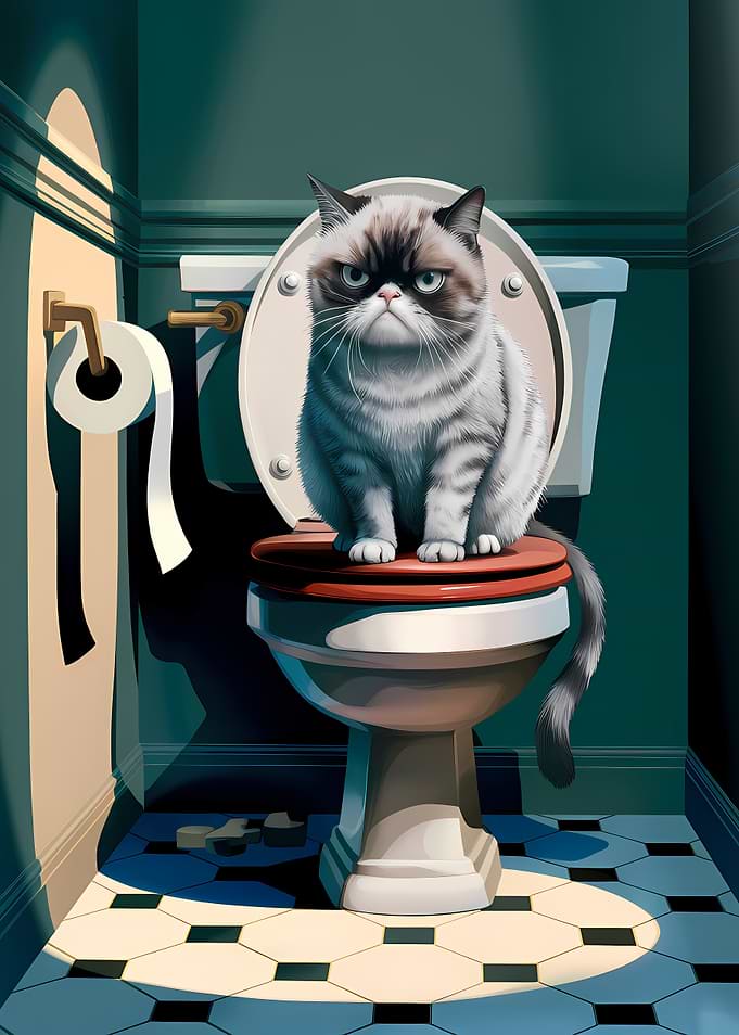 Sarcastic Cat Bathroom Art