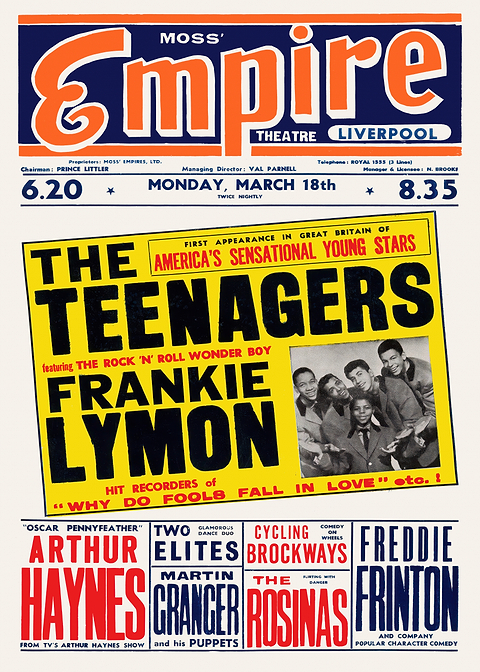 Frankie Lymon & The Teenagers Concert Poster — retro concert bill printed on metal