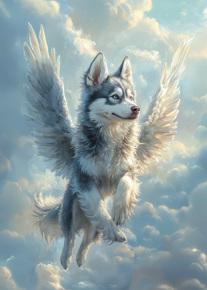 Husky with Angel Wings | Majestic Pet TributeFlying | Husky with Wings