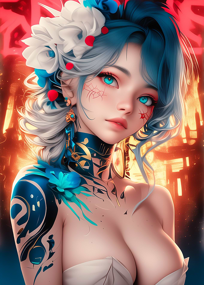 Anime Girl with Blue Hair