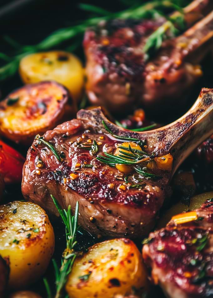 Grilled Lamb Chops with Potatoes