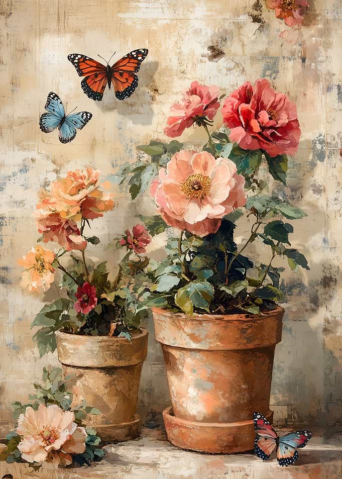 Floral Still Life with Butterflies