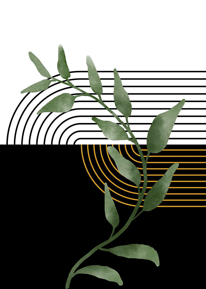Green Branch Minimalist Art