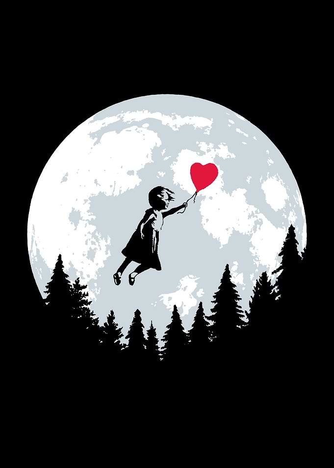 Girl Flying with Balloon