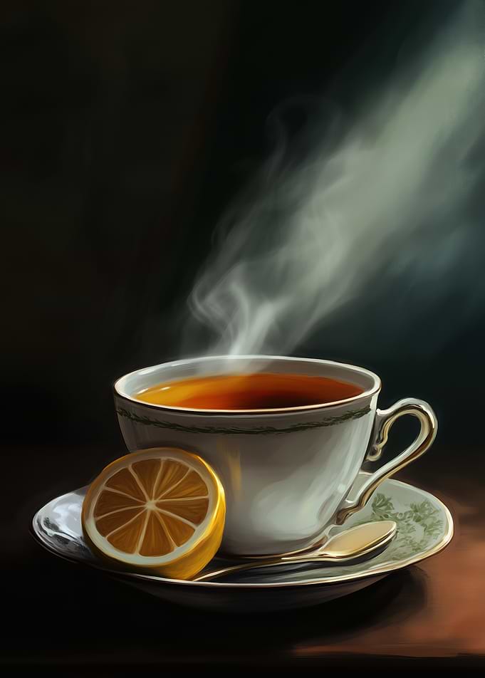 Steaming Cup of Lemon Tea