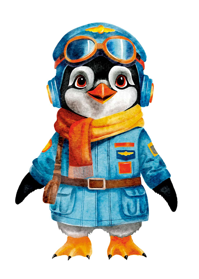 Penguin Pilot Illustration