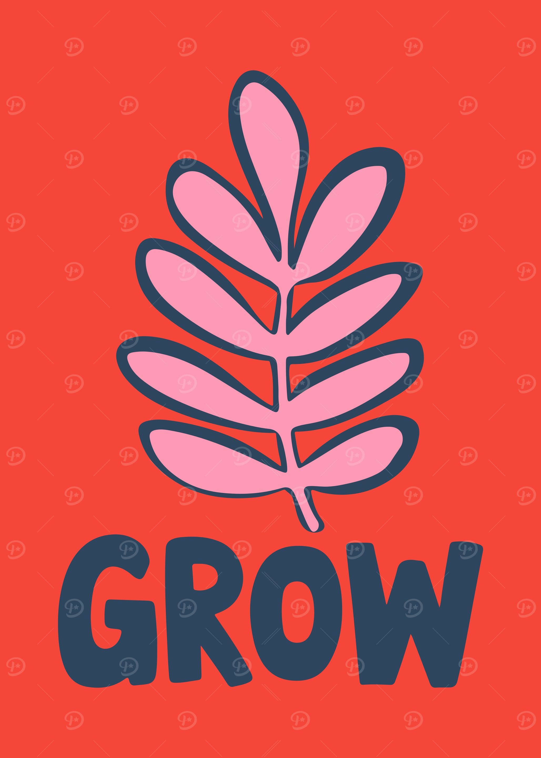 Playful Grow Leaf Print in Red