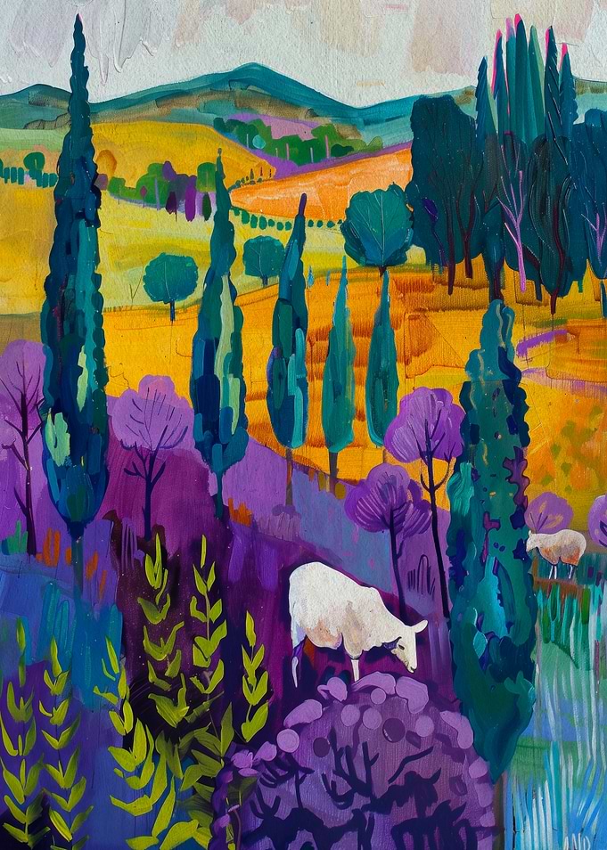 Sheep in a Colorful Landscape