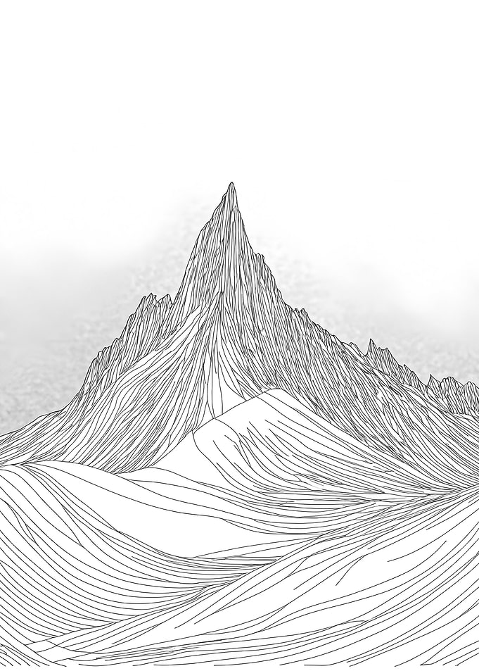 Line Art Mountain Peak