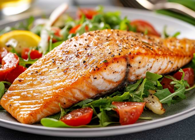 Grilled Salmon with Salad