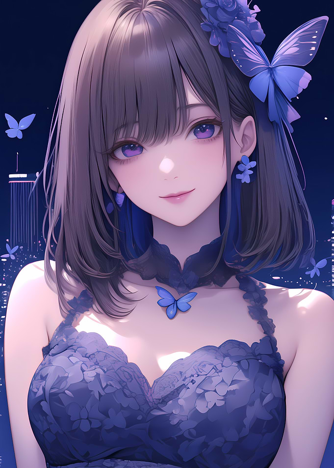 Anime Girl with Butterflies