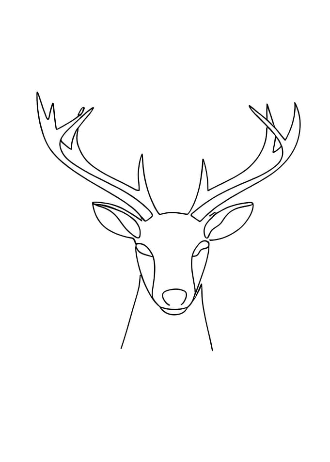 One Line Deer Head