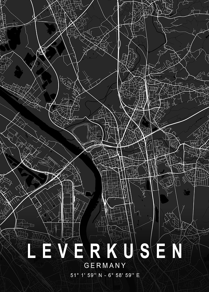 Leverkusen Dark City Map