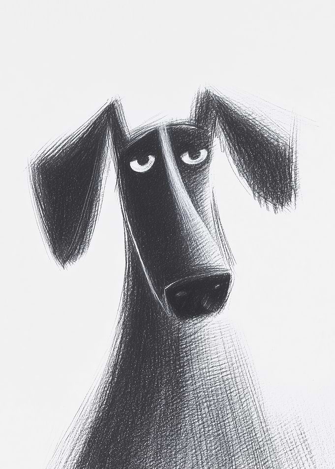 Sad Dog Illustration