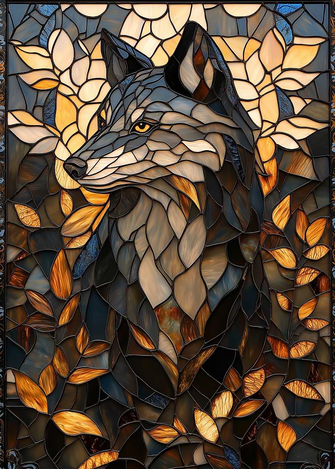 Stained Glass Wolf