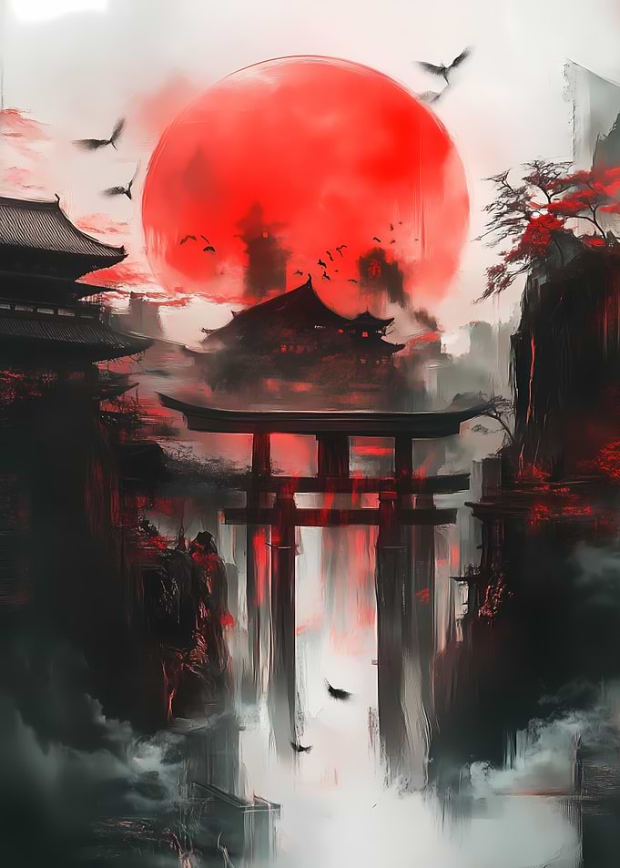 Japanese Temple Sunset