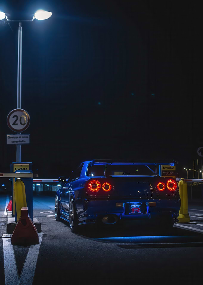 Blue Nissan Skyline R34