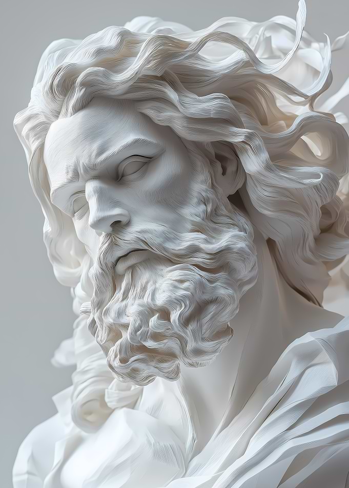 White Marble Bust of Zeus