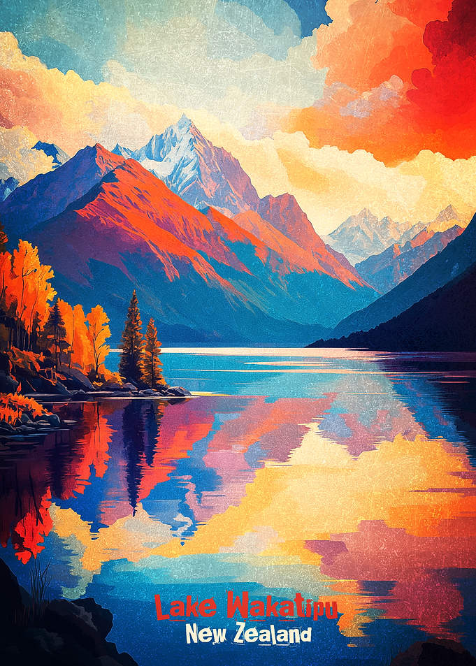 Lake Wakatipu Art Poster