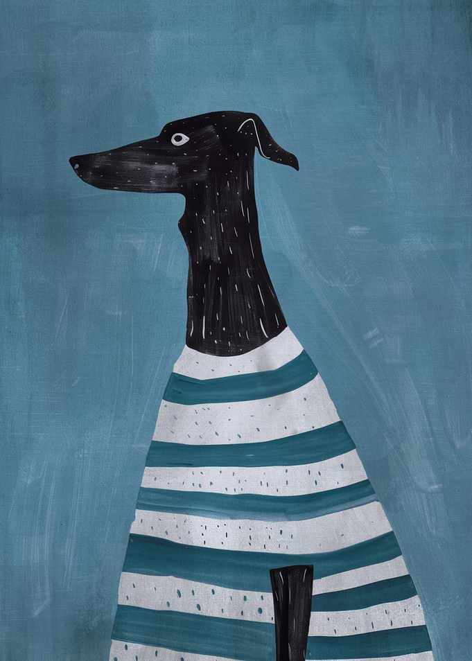 Dog in Striped Shirt