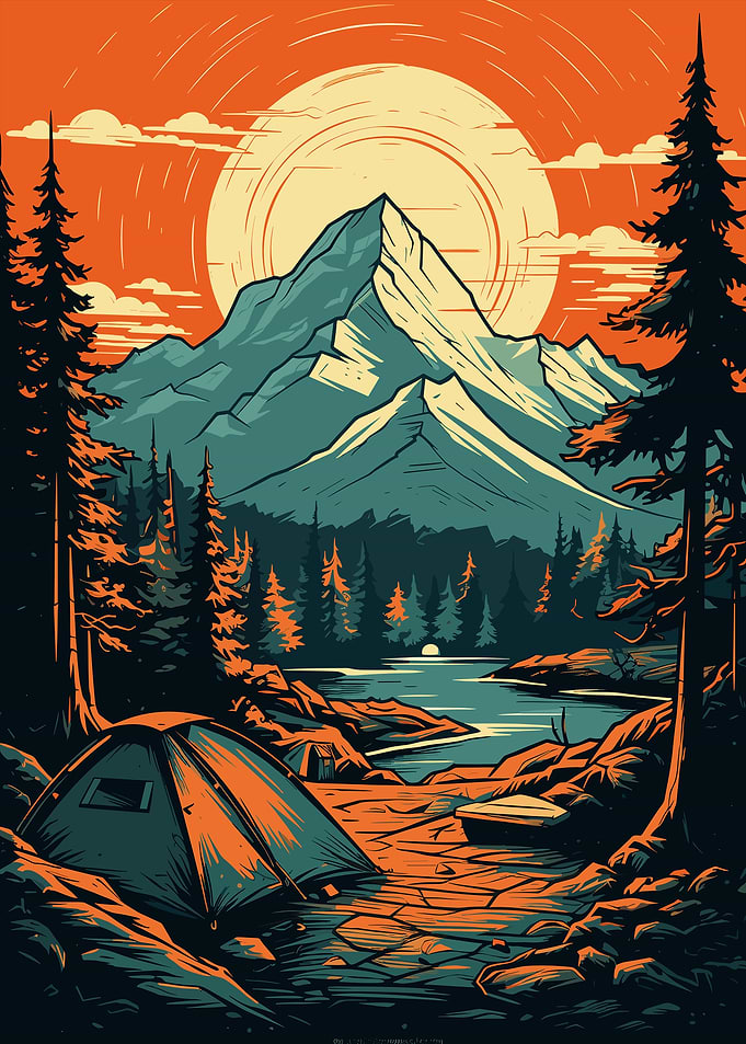 Mountain Camping Scene