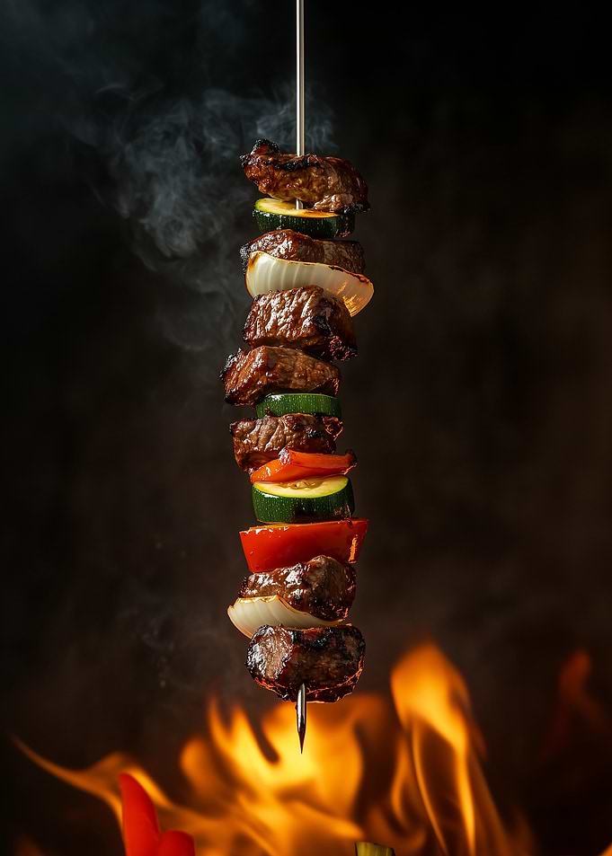 Grilled Skewer with Flames