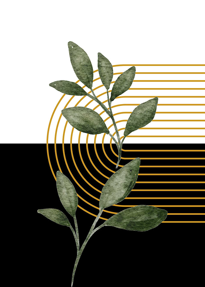 Green Leaves & Gold Lines