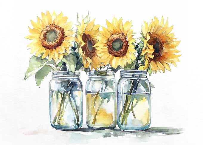 Sunflowers in Jars