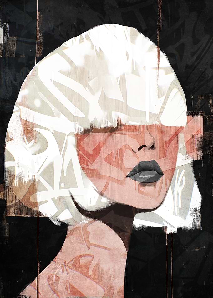 Abstract Portrait with White Hair