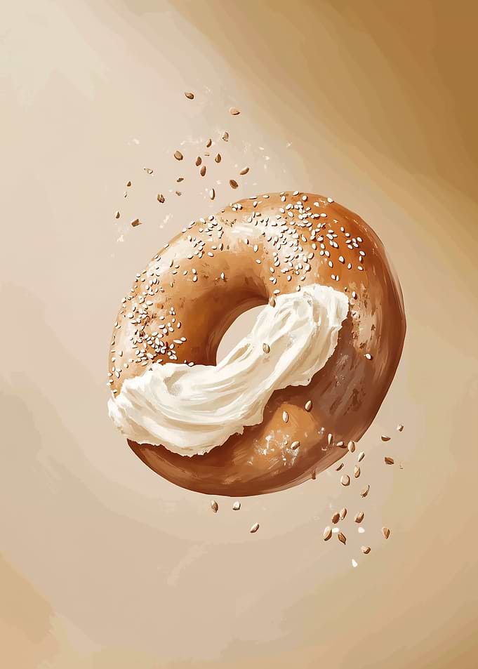 Sesame Bagel with Cream Cheese