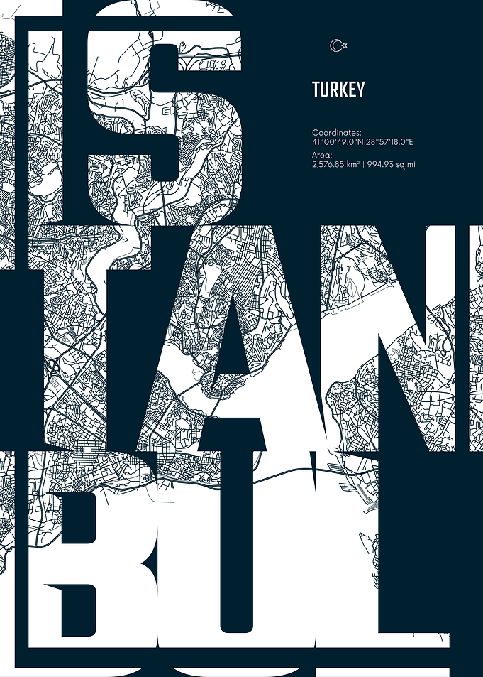 Istanbul City Map Typography