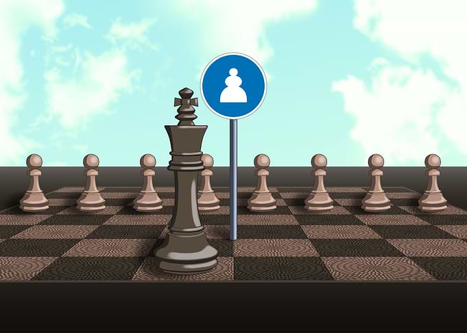 Chessboard with King and Pawn Sign