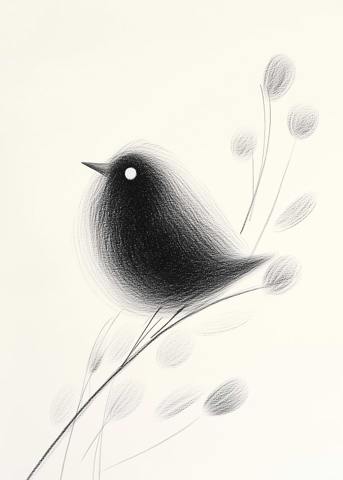 Black Bird on Branch
