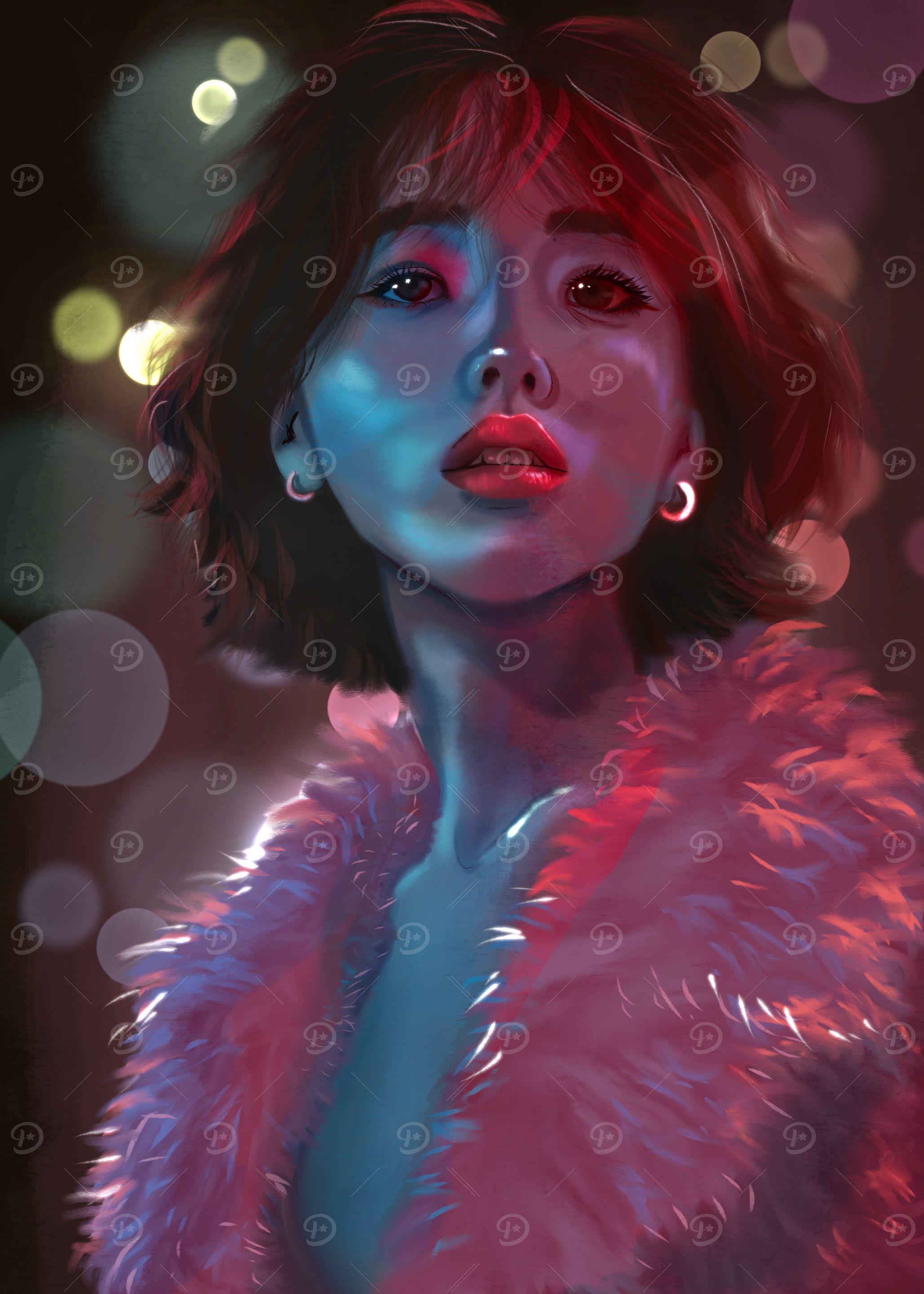 Woman in Neon Lights