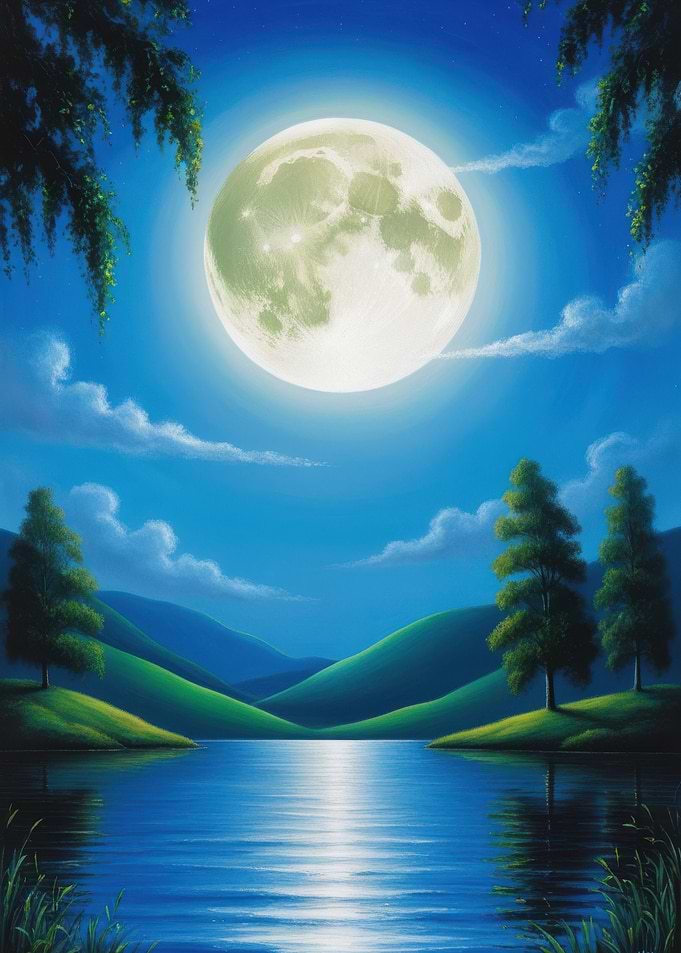 Full Moon Over Lake