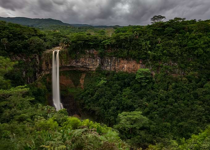 Waterfall in Lush Jungle on Mauritius