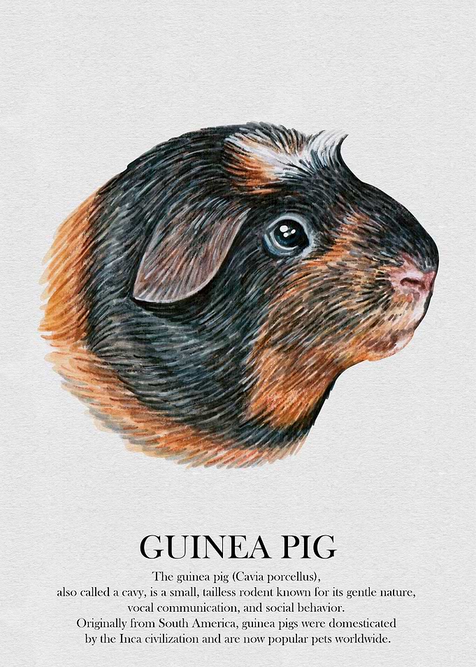Guinea Pig Watercolor Illustration