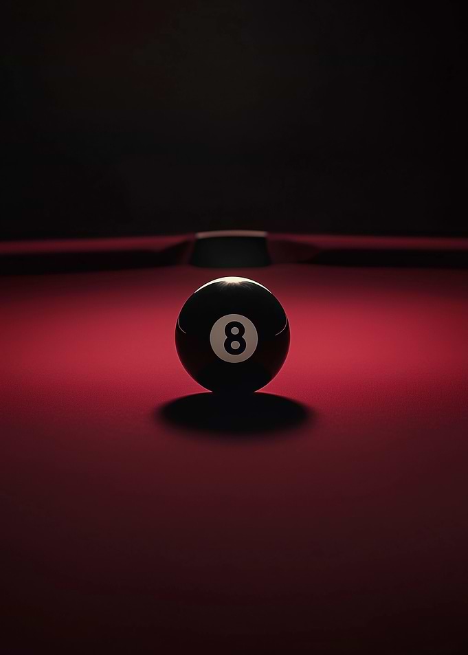 Black 8 Ball on Red Felt