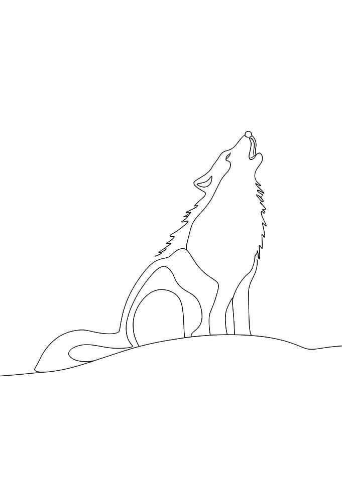 Wolf Howling Line Art