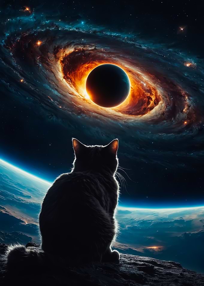 Cat Gazing at Black Hole