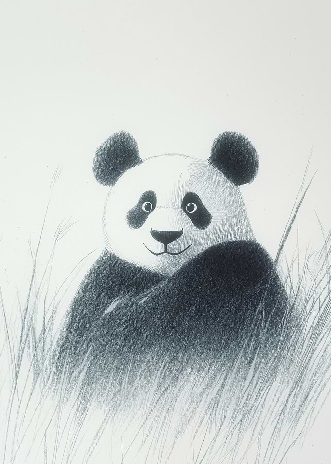 Smiling Panda in Grass